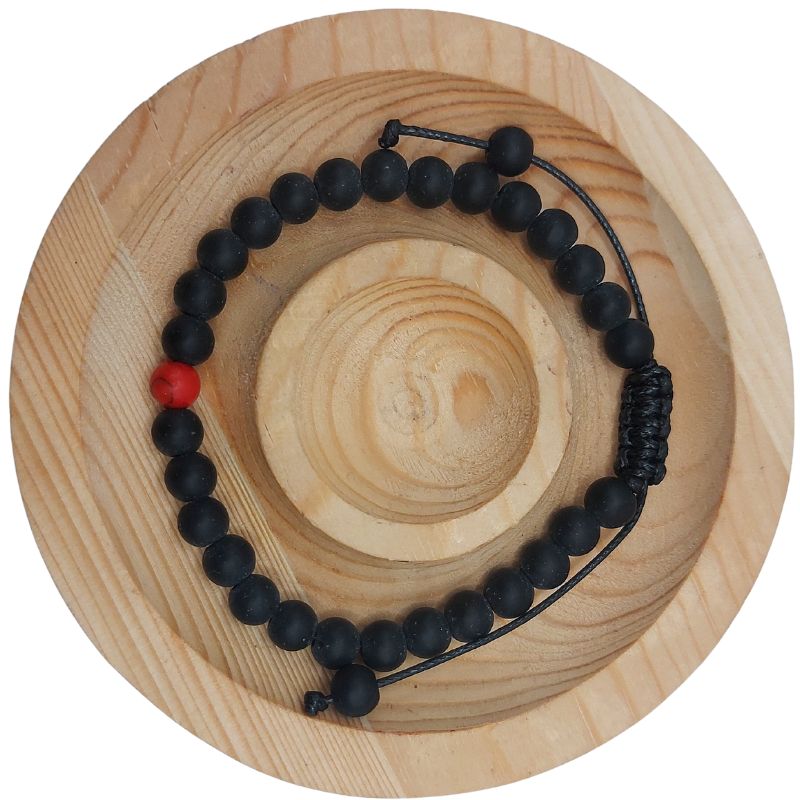 Ensemble Bracelet et Shamballa en Noir Mate - Litho Natura