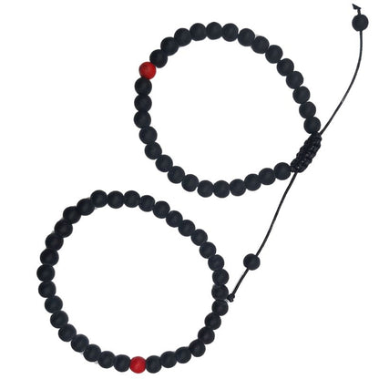 Ensemble Bracelet et Shamballa en Noir Mate - Litho Natura