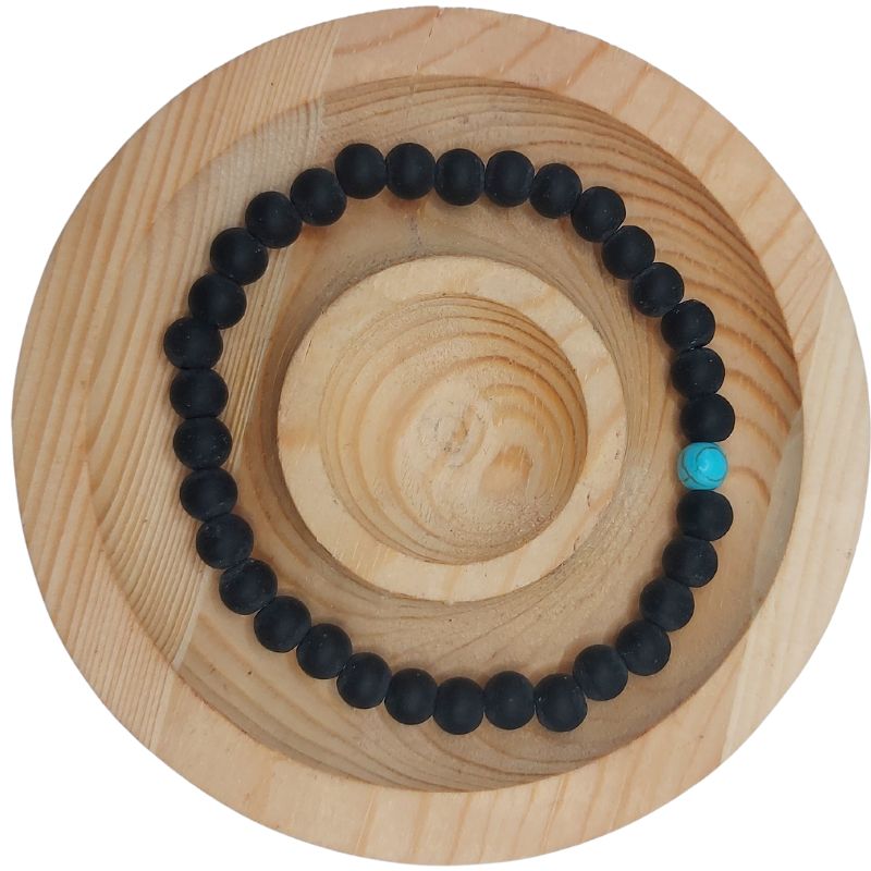 Ensemble Bracelet et Shamballa en Noir Mate - Litho Natura