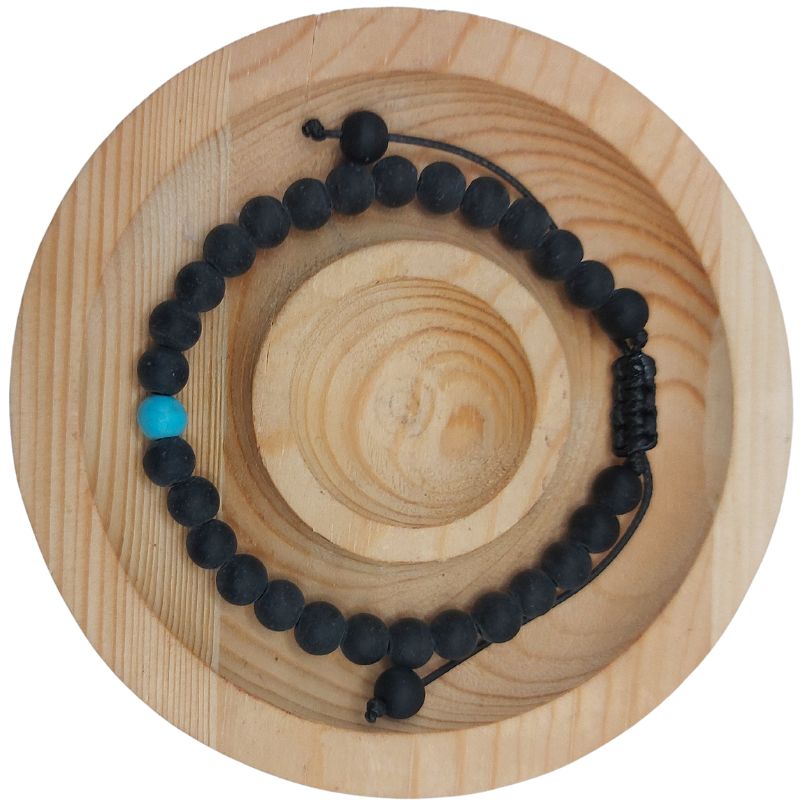 Ensemble Bracelet et Shamballa en Noir Mate - Litho Natura