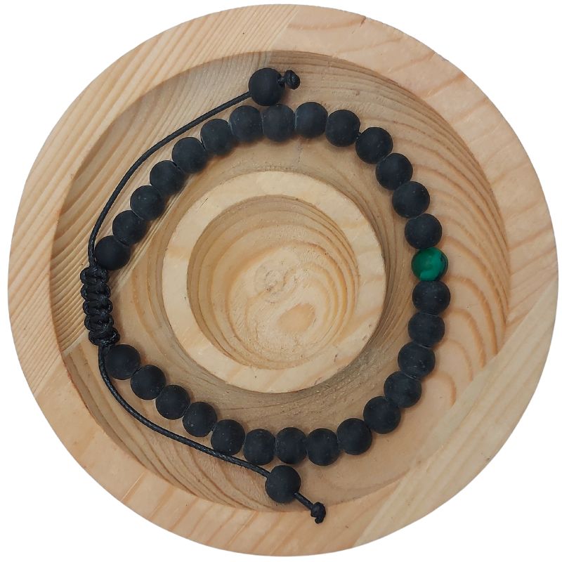 Ensemble Bracelet et Shamballa en Noir Mate - Litho Natura