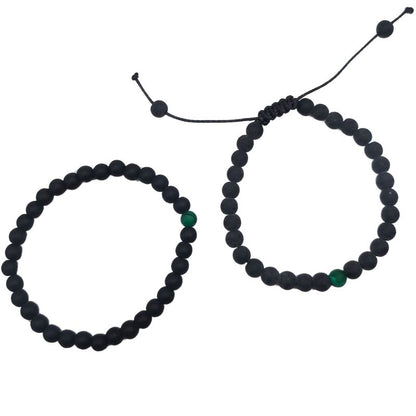 Ensemble Bracelet et Shamballa en Noir Mate - Litho Natura