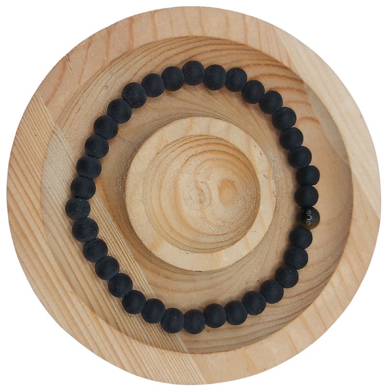 Ensemble Bracelet et Shamballa en Noir Mate - Litho Natura