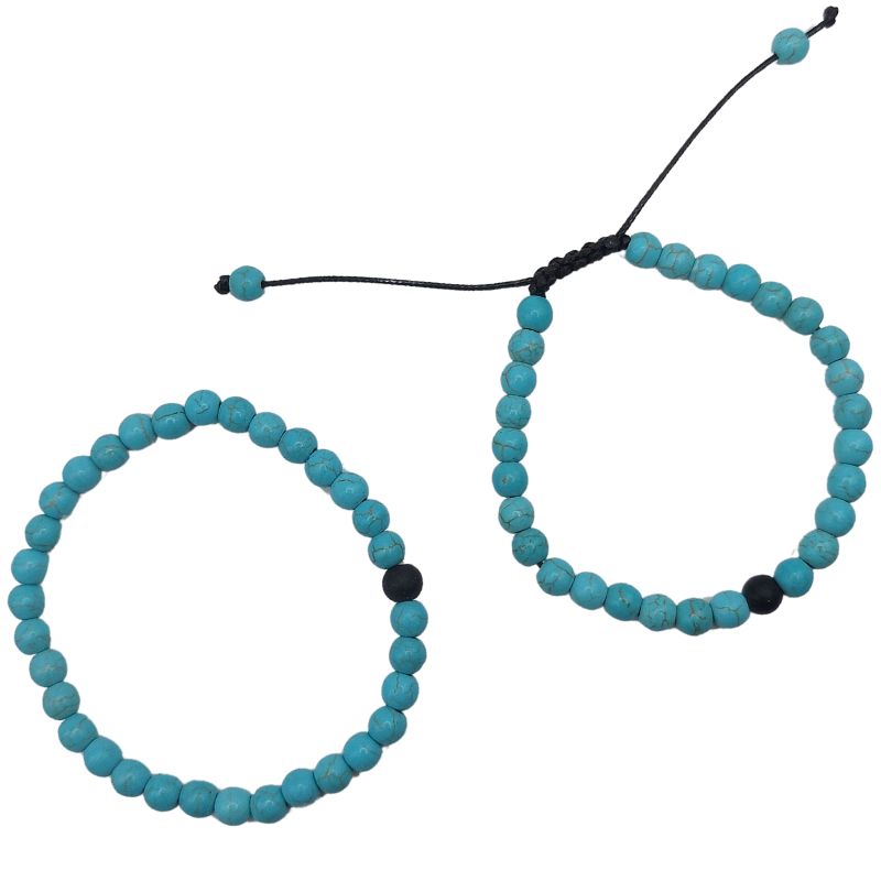 Ensemble Bracelet et Shamballa en Turquoise - Litho Natura