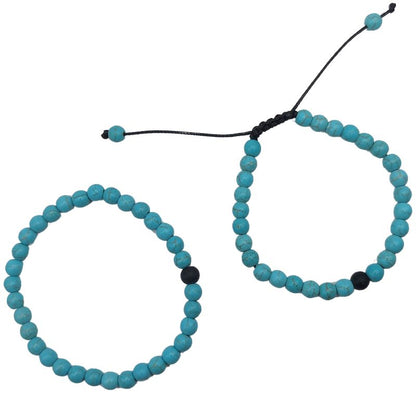 Ensemble Bracelet et Shamballa en Turquoise - Litho Natura