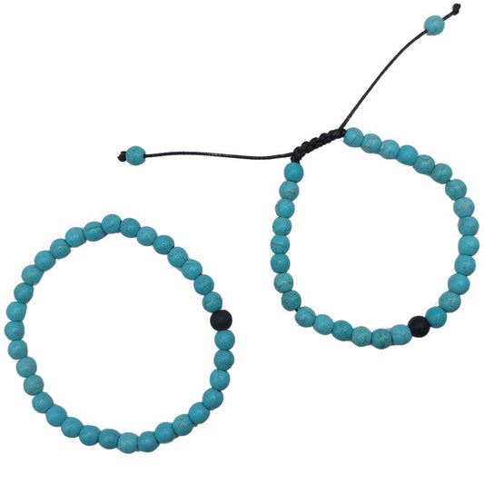 Ensemble Bracelet et Shamballa en Turquoise - Litho Natura