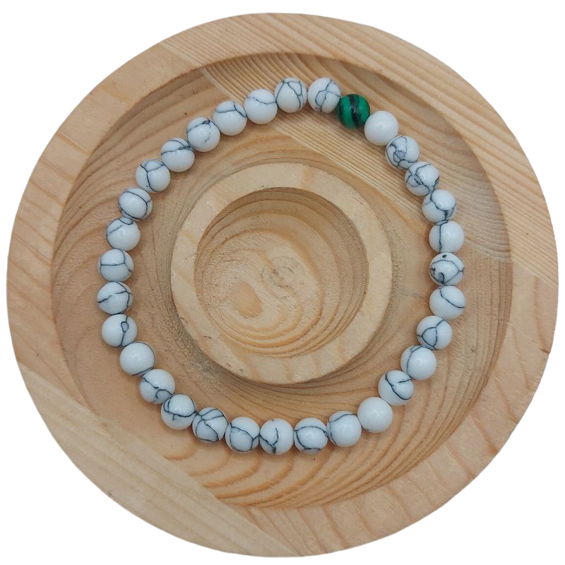 Ensemble Bracelet et Shamballa en Howlite Blanche - Litho Natura