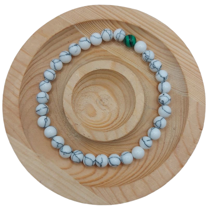 Ensemble Bracelet et Shamballa en Howlite Blanche - Litho Natura