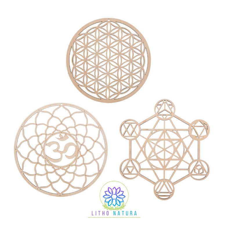 Fleur de Vie en Bois – Rechargeur de Pierres Naturelles 14 cm - Litho Natura