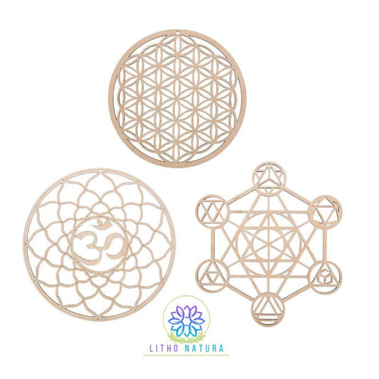 Fleur de Vie en Bois – Rechargeur de Pierres Naturelles 14 cm - Litho Natura