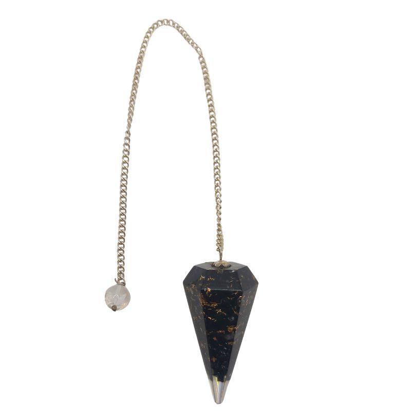 Pendule Facette Orgonite en Tourmaline Noire - Litho Natura