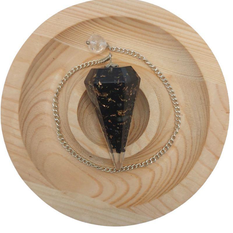 Pendule Facette Orgonite en Tourmaline Noire - Litho Natura