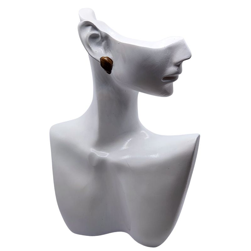 Boucles d'Oreilles Chips Mixte en Œil de Tigre Naturel