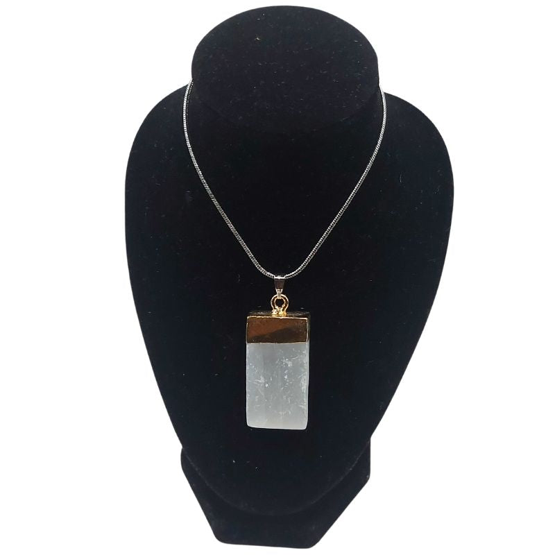 Pendentif Doré en Sélénite Naturelle