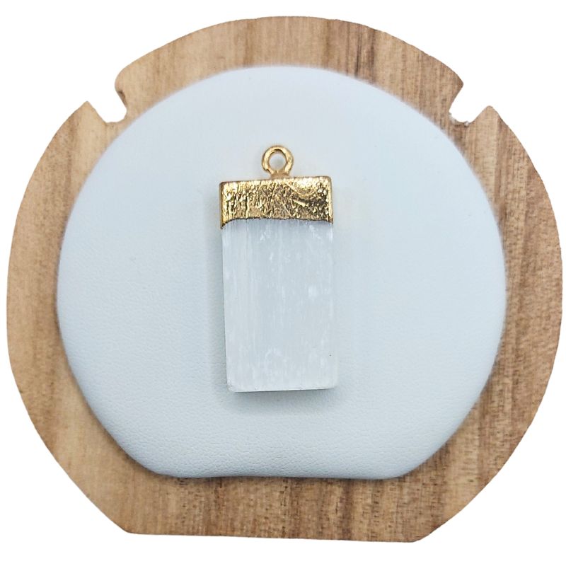 Pendentif Doré en Sélénite Naturelle