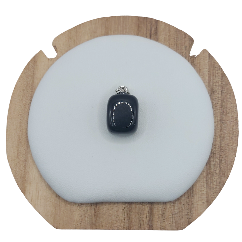 Pendentif Rectangulaire en Pierre Précieuse - Agate Noire