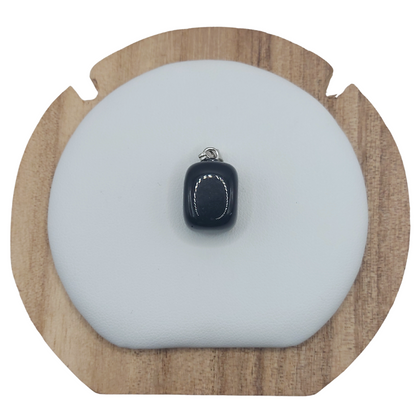 Pendentif Rectangulaire en Pierre Précieuse - Agate Noire