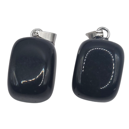 Pendentif Rectangulaire en Pierre Précieuse - Agate Noire