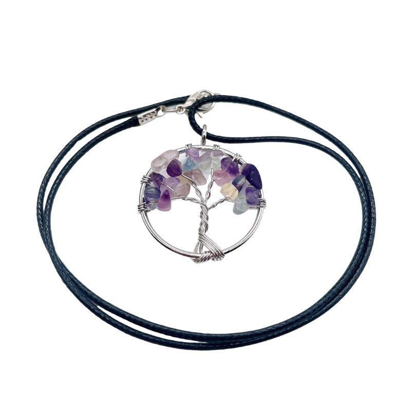 Pendentif Arbre de Vie en Fluorite - Qualité A - Litho Natura