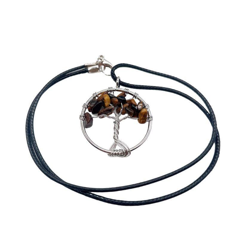 Pendentif Arbre de Vie en Œil de Tigre - Qualité A - Litho Natura