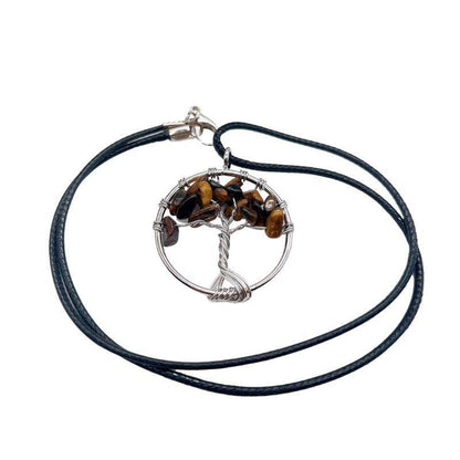 Pendentif Arbre de Vie en Œil de Tigre - Qualité A - Litho Natura