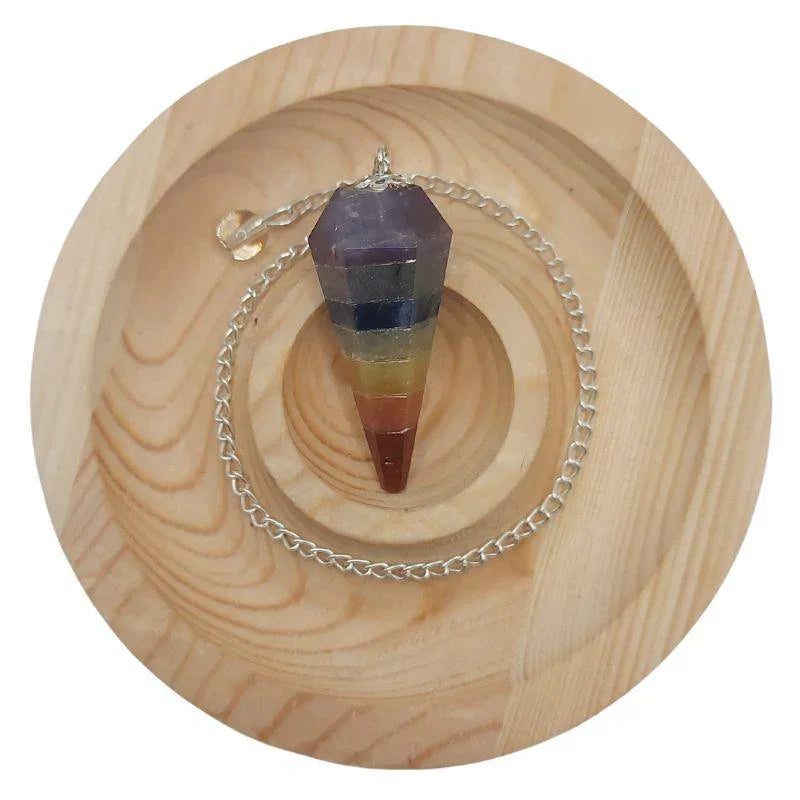 Pendule Facette au 7 pierres Chakras - Litho Natura