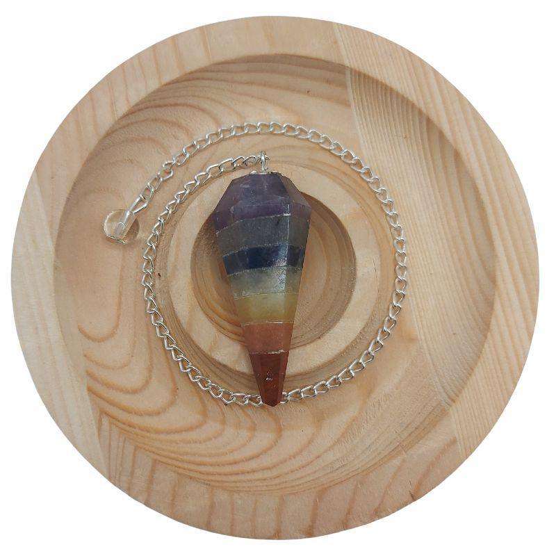 Pendule Facette au 7 pierres Chakras - Litho Natura