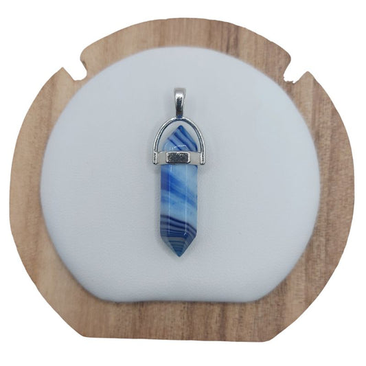 Pendentif en Forme de Pointe en Agate Bleue – Qualité A
