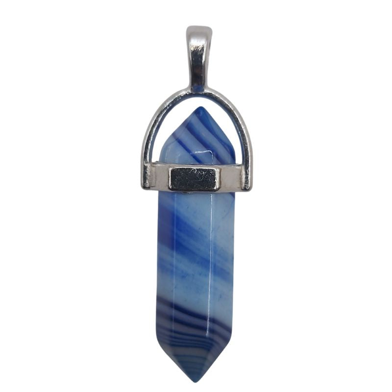 Pendentif en Forme de Pointe en Agate Bleue – Qualité A