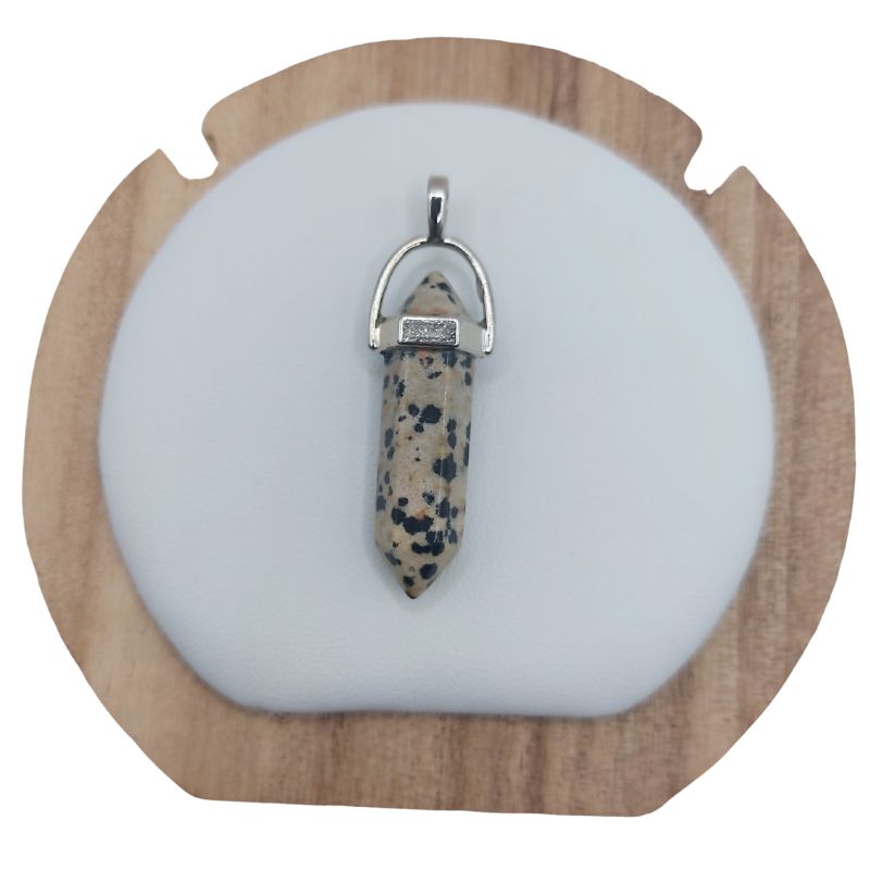 Pendentif en Forme de Pointe en Jaspe Dalmatien – Qualité A