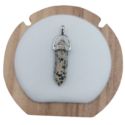 Pendentif en Forme de Pointe en Jaspe Dalmatien – Qualité A