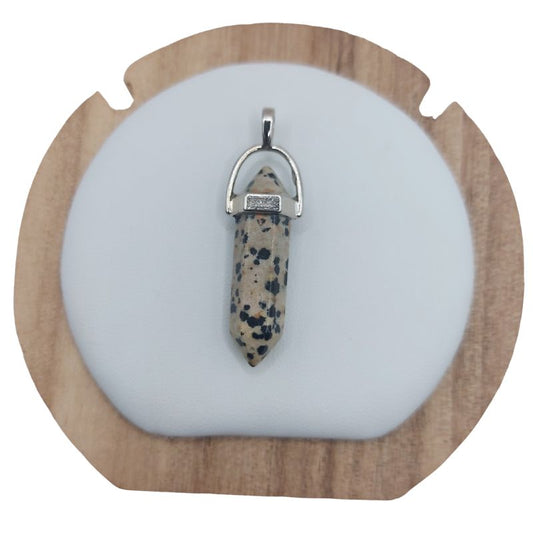 Pendentif en Forme de Pointe en Jaspe Dalmatien – Qualité A