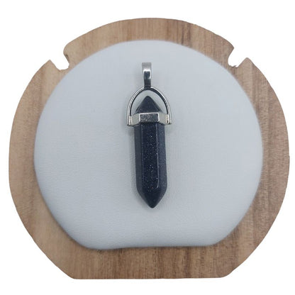 Pendentif en Forme de Pointe en Pierre Dorée Bleue – Qualité A