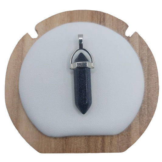 Pendentif en Forme de Pointe en Pierre Dorée Bleue – Qualité A