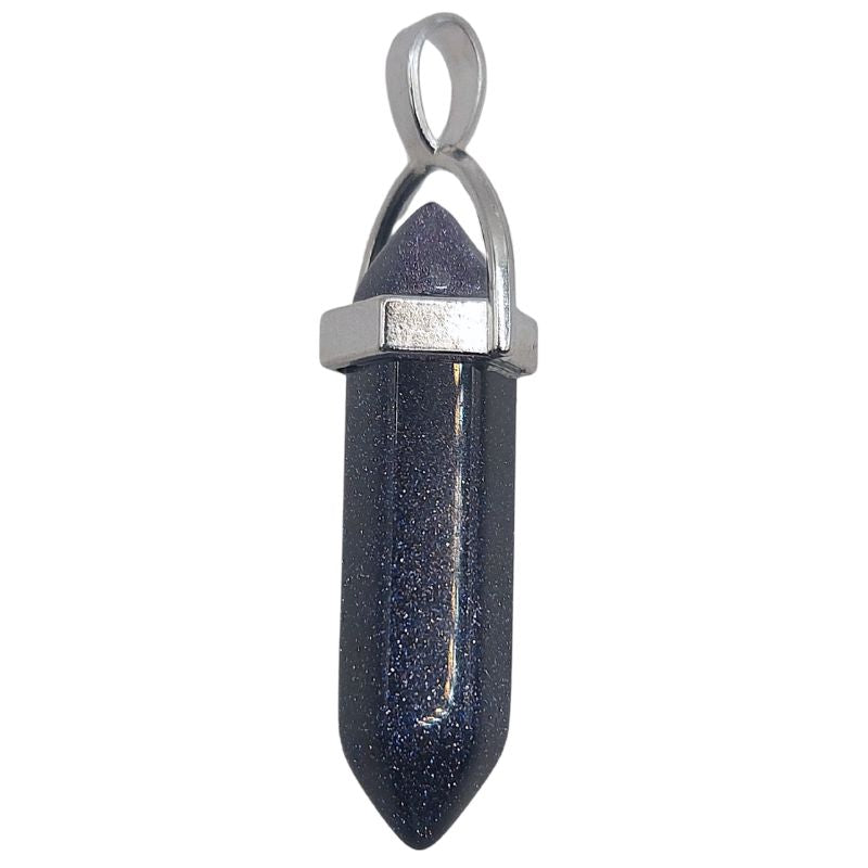 Pendentif en Forme de Pointe en Pierre Dorée Bleue – Qualité A