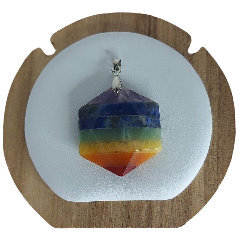 Pendentif en Pierre Précieuse Hexagonale 7 Chakras