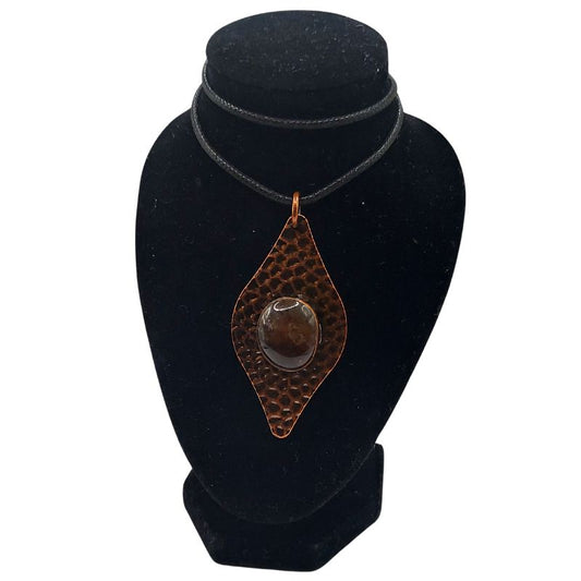 Pendentif en Quartz Fumé Naturel et Laiton