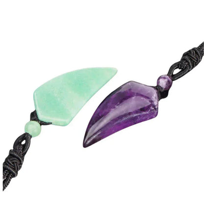 Pendentif Dent de Loup en Pierres Naturelles – Amulette de Puissance et de Protection - Litho Natura