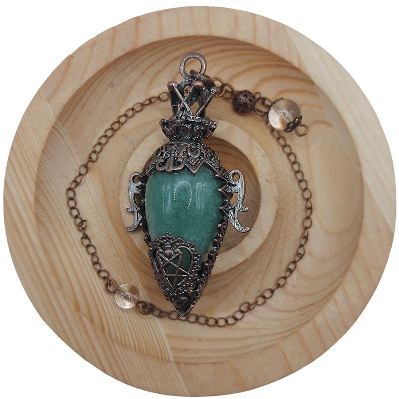 Pendule Spirituel en Aventurine Verte - Style Médiéval - Litho Natura