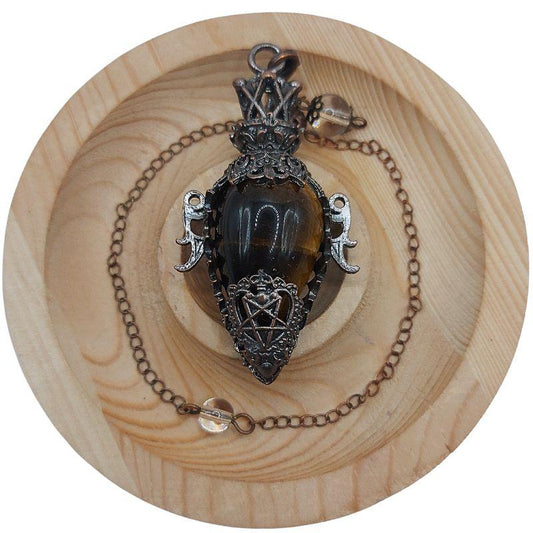 Pendule Spirituel en Oeil de Tigre - Style Médiéval - Litho Natura