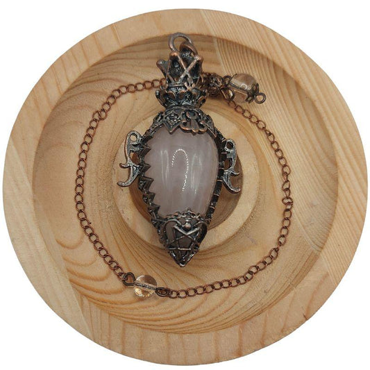 Pendule Spirituel en Quartz Rose - Style Médiéval - Litho Natura