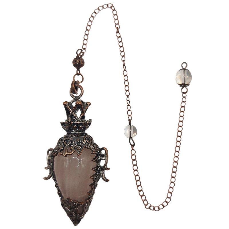 Pendule Spirituel en Quartz Rose - Style Médiéval - Litho Natura