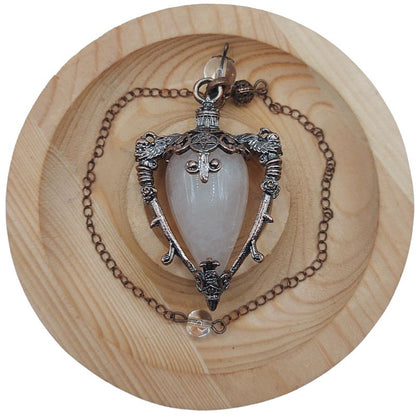 Pendule Spirituel en Quartz Rose - Style Médiéval - Litho Natura