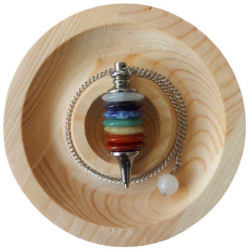 Pendule anneaux 7 Chakras Radiesthésie - Litho Natura