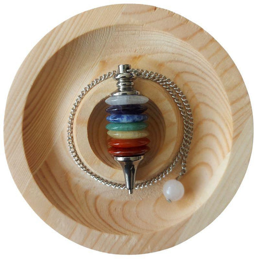 Pendule anneaux 7 Chakras Radiesthésie - Litho Natura