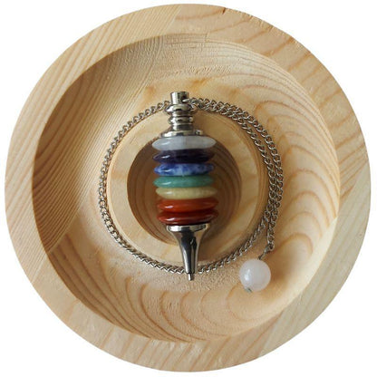 Pendule anneaux 7 Chakras Radiesthésie - Litho Natura