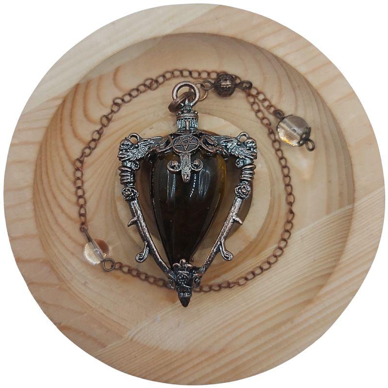 Pendule Spirituel en Oeil de Tigre - Style Médiéval - Litho Natura