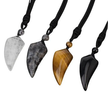 Pendentif Dent de Loup en Pierres Naturelles – Amulette de Puissance et de Protection - Litho Natura