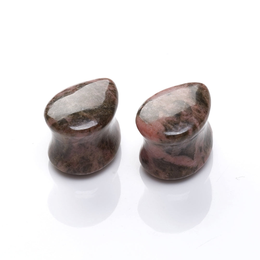 Boucles d'oreilles Plug Incurvé en Rhodonite Naturelle – Extenseur d’Oreilles
