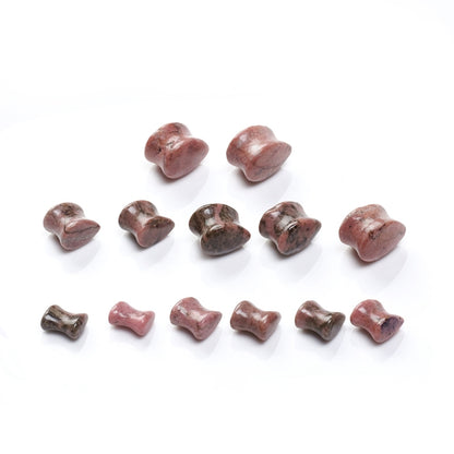 Boucles d'oreilles Plug Incurvé en Rhodonite Naturelle – Extenseur d’Oreilles